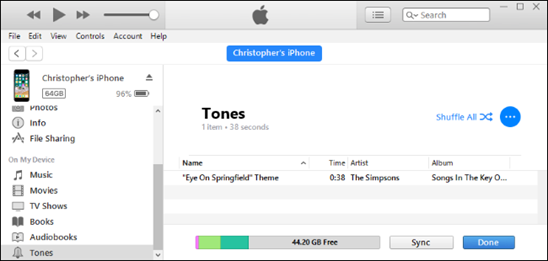 iTunes Add Ringtone to Tones