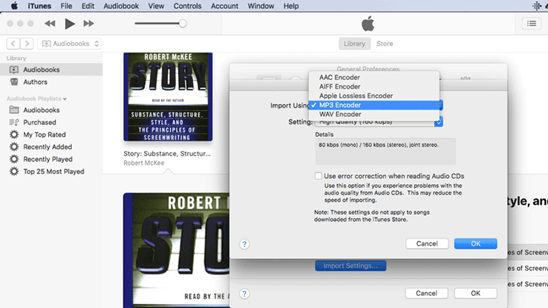 iTunes Import Using MP3 Encoder
